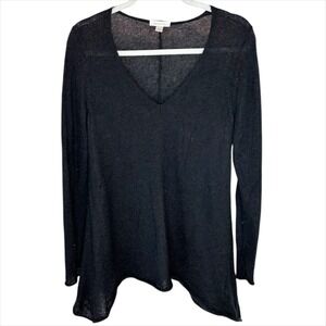 Garnet Hill V Neck Sweater Small S Black Mohair Wool Soft Old Money Quiet Luxury